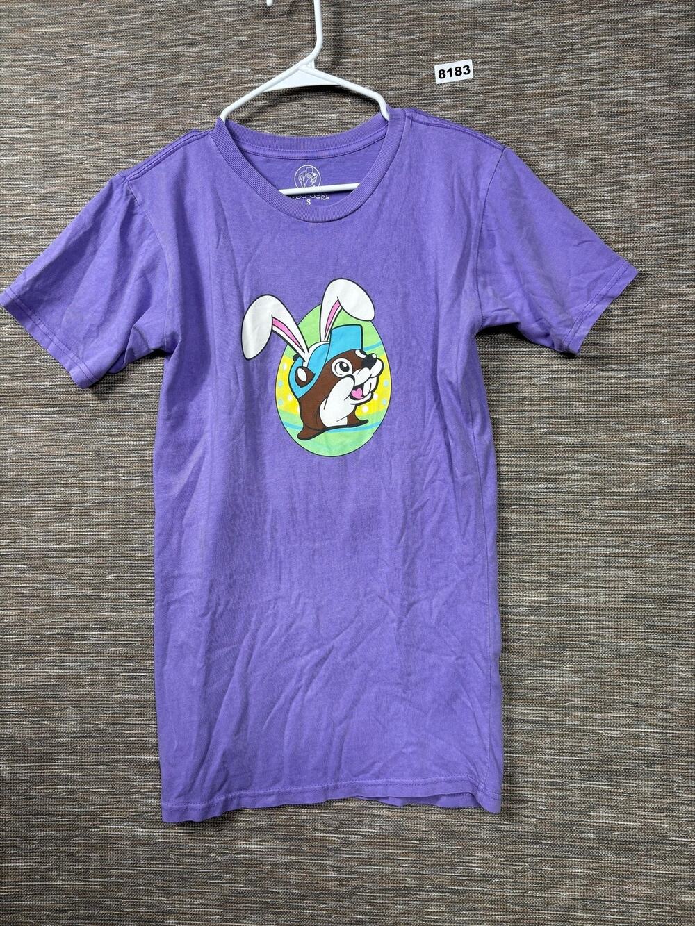 Buc-ee's Shirt Mens Small Purple Easter Beaver Nuggets Bunny Graphic Tee 2025